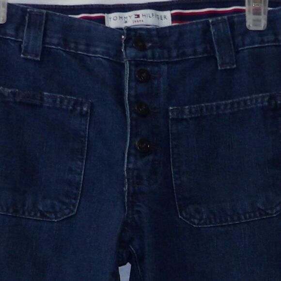 Vintage Y2K Tommy Hilfiger Denim Sailor Cropped Jean Capris Medium Blue Wash - Picture 5 of 9